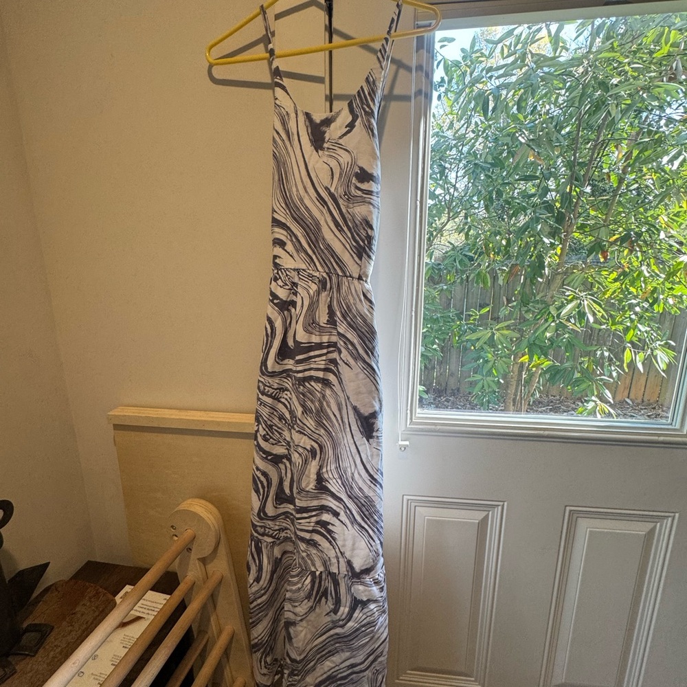Navy & White Marble Swirl Maxi Dress